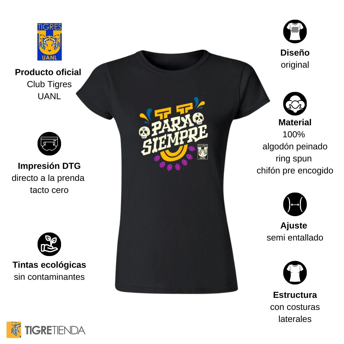 Playera Mujer Tigres UANL Día de Muertos