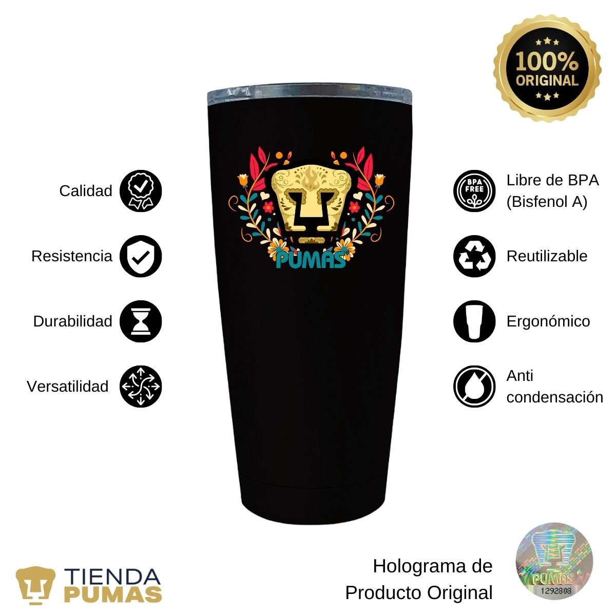 Termo 20 Oz Pumas UNAM Día de Muertos