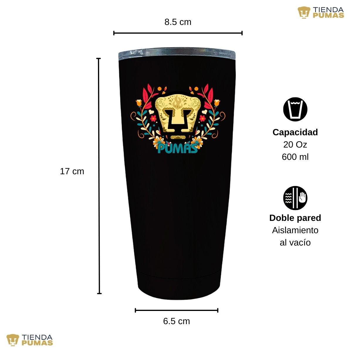 Termo 20 Oz Pumas UNAM Día de Muertos