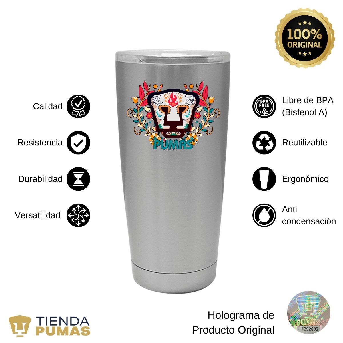 Termo 20 Oz Pumas UNAM Día de Muertos