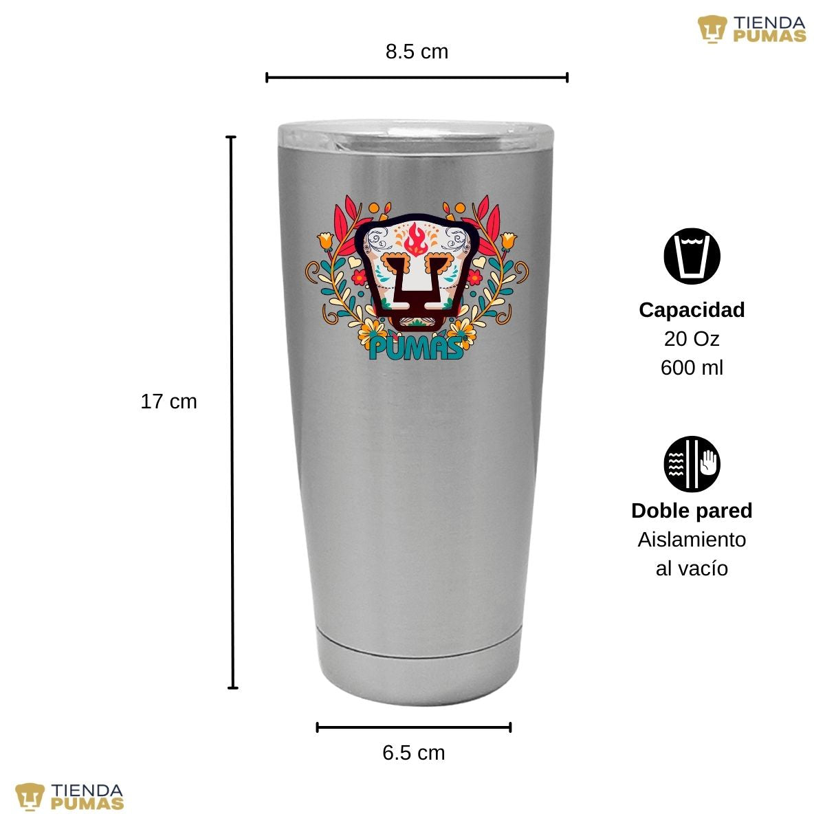 Termo 20 Oz Pumas UNAM Día de Muertos