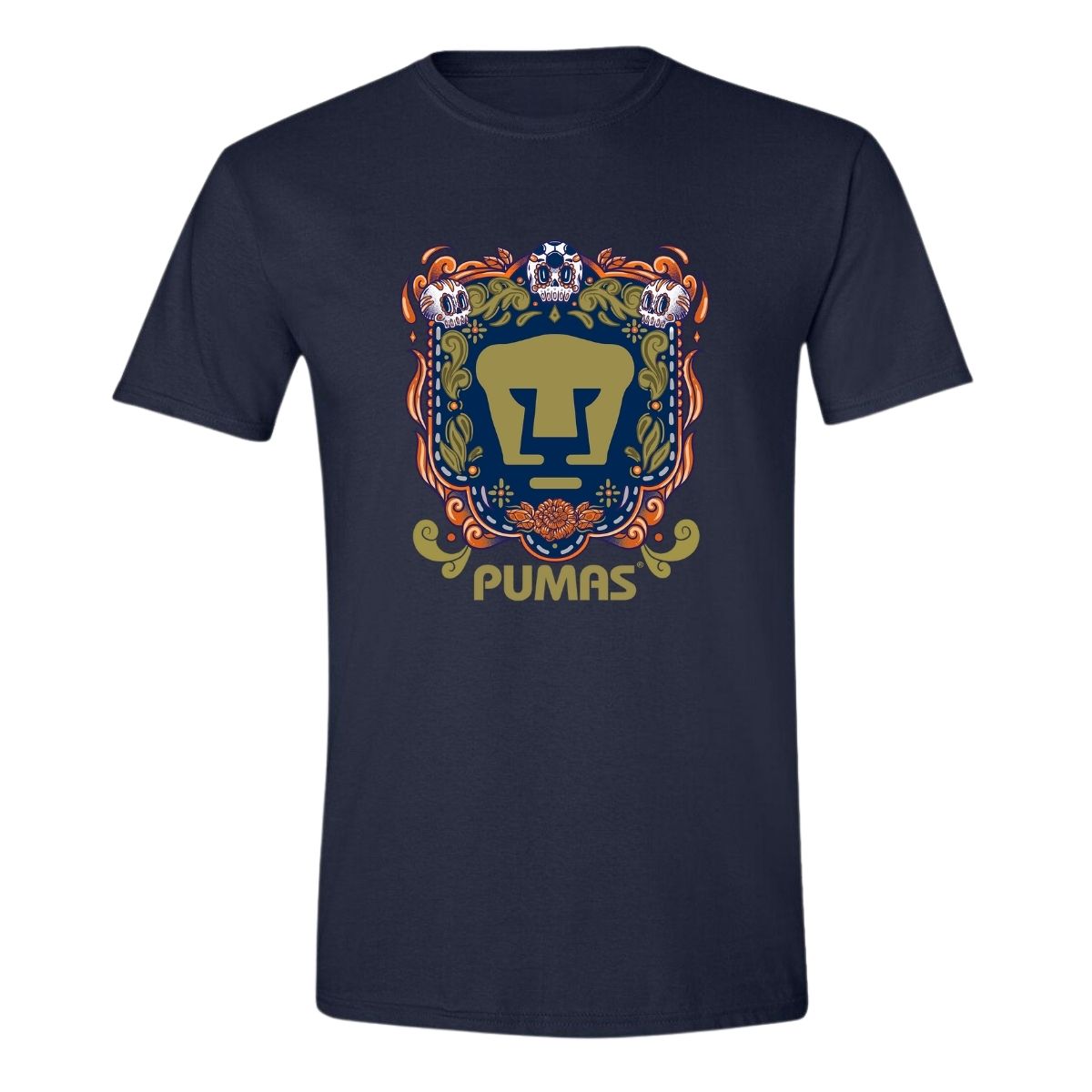 Playera Hombre Pumas UNAM Día de Muertos Naranja