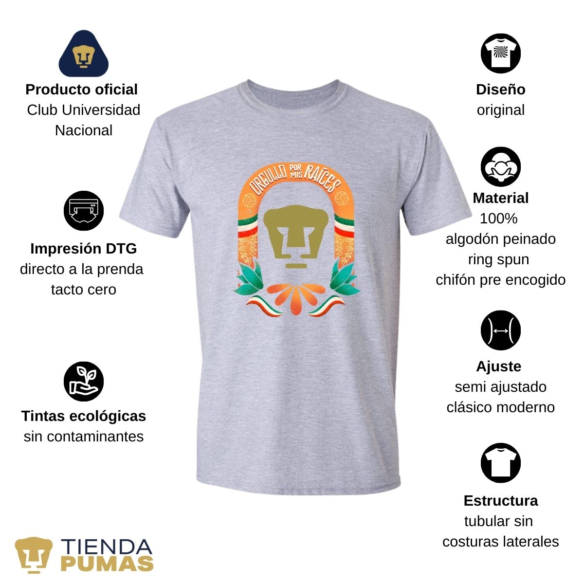 Playera Deportiva Hombre Pumas UNAM Orgullo por mis raíces