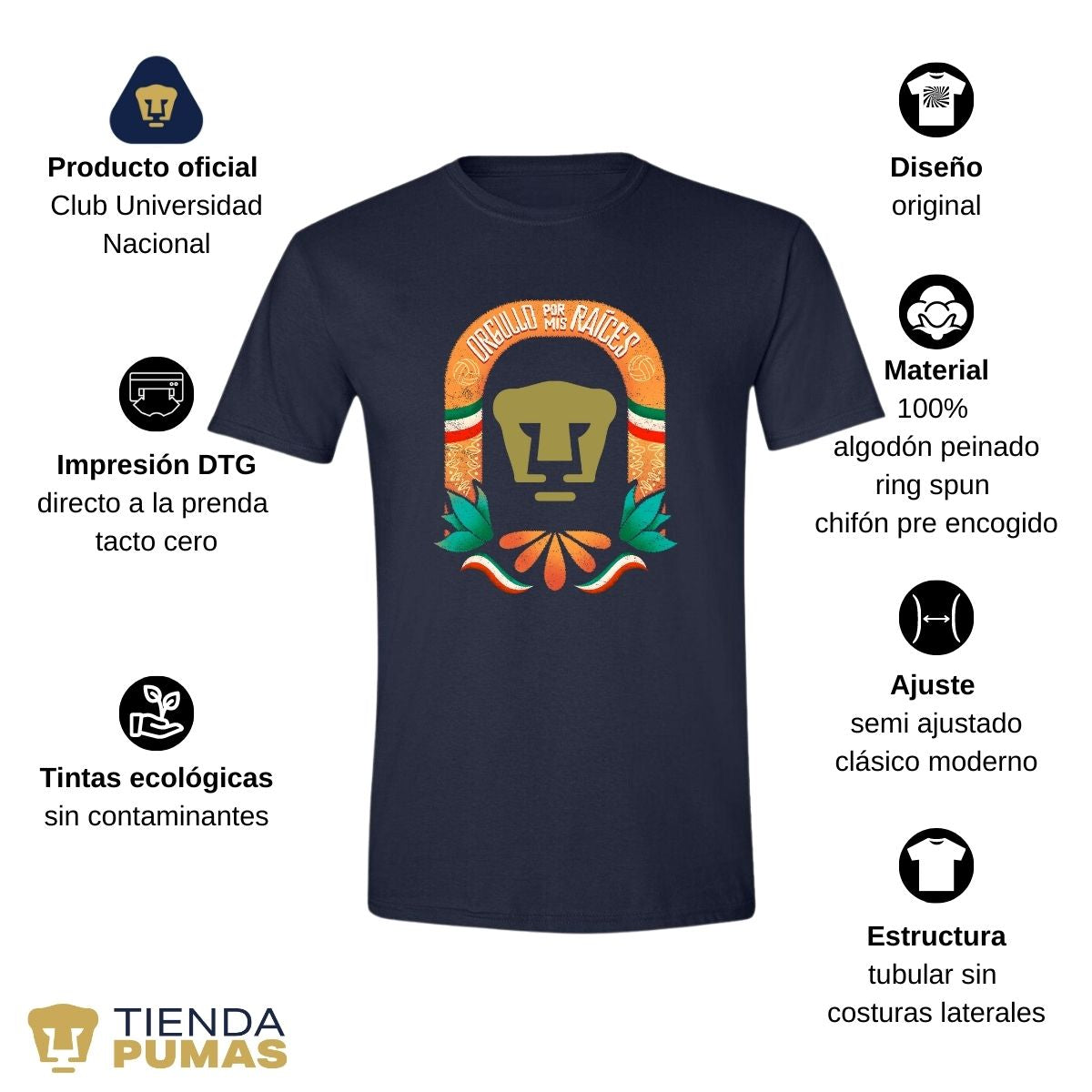 Playera Deportiva Hombre Pumas UNAM Orgullo por mis raíces