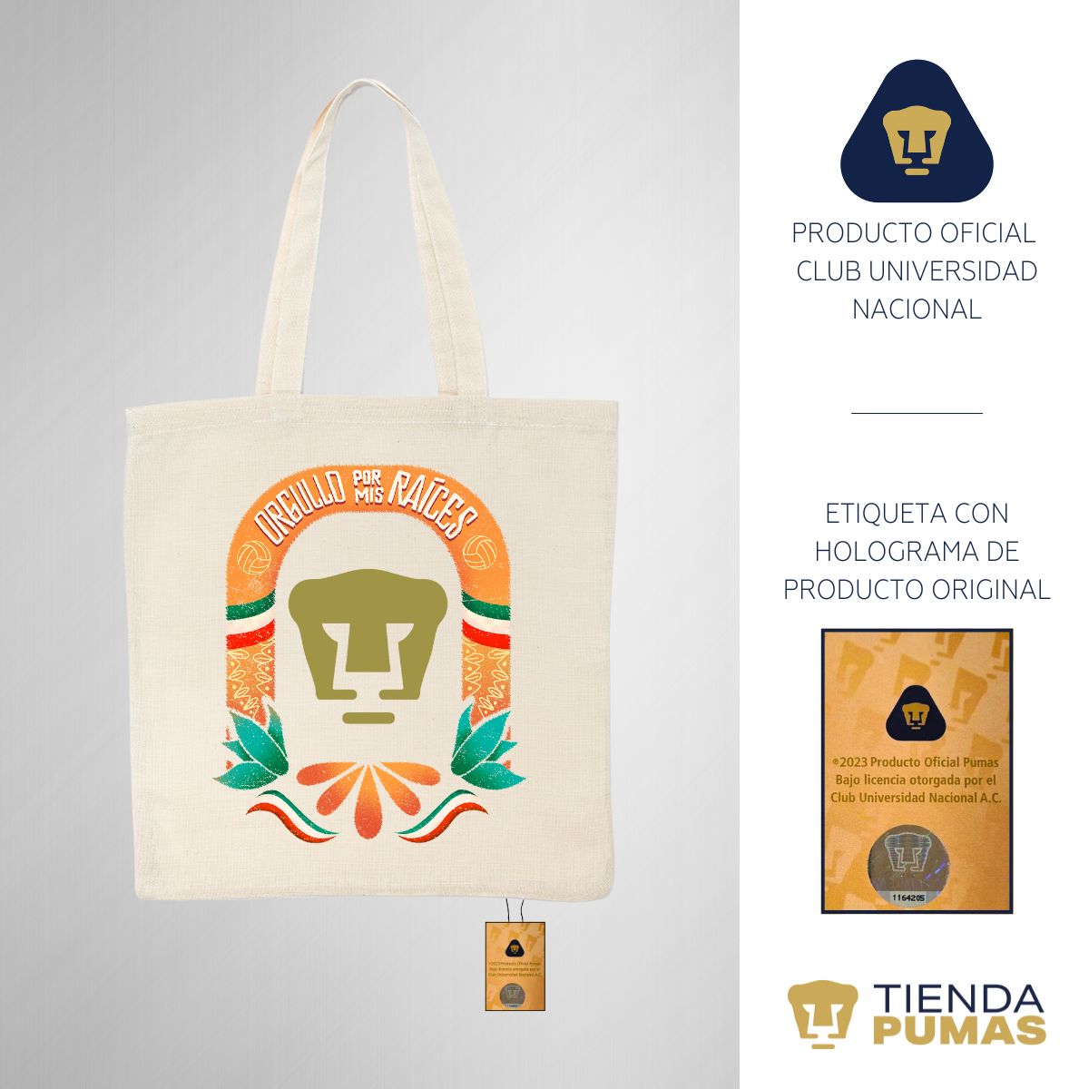 Bolsa Tote Pumas UNAM Orgullo por mis raíces OD76686