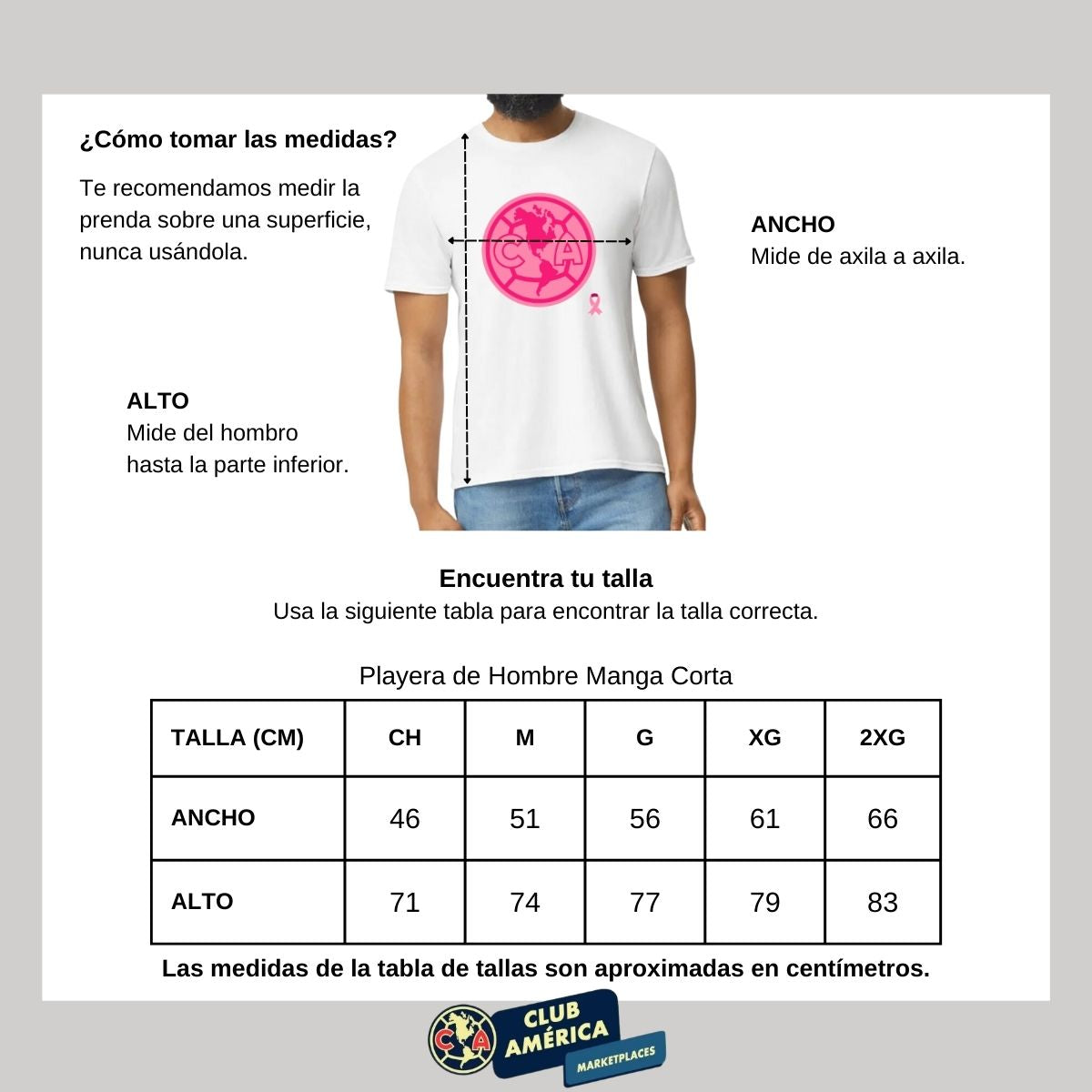 Playera Hombre América Logo Mes Rosa