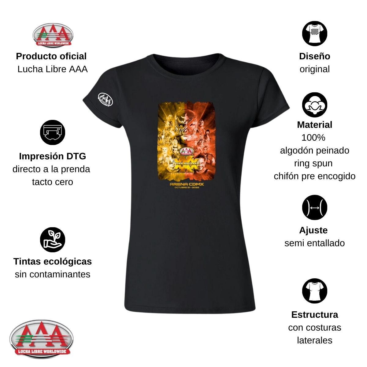 Jersey Playera Lucha Libre AAA Mujer Triplemania XXX