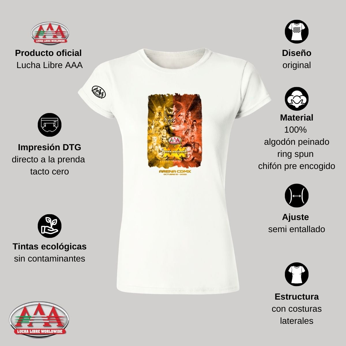 Playera Mujer Lucha Libre AAA Triplemania XXX Arena CDMX