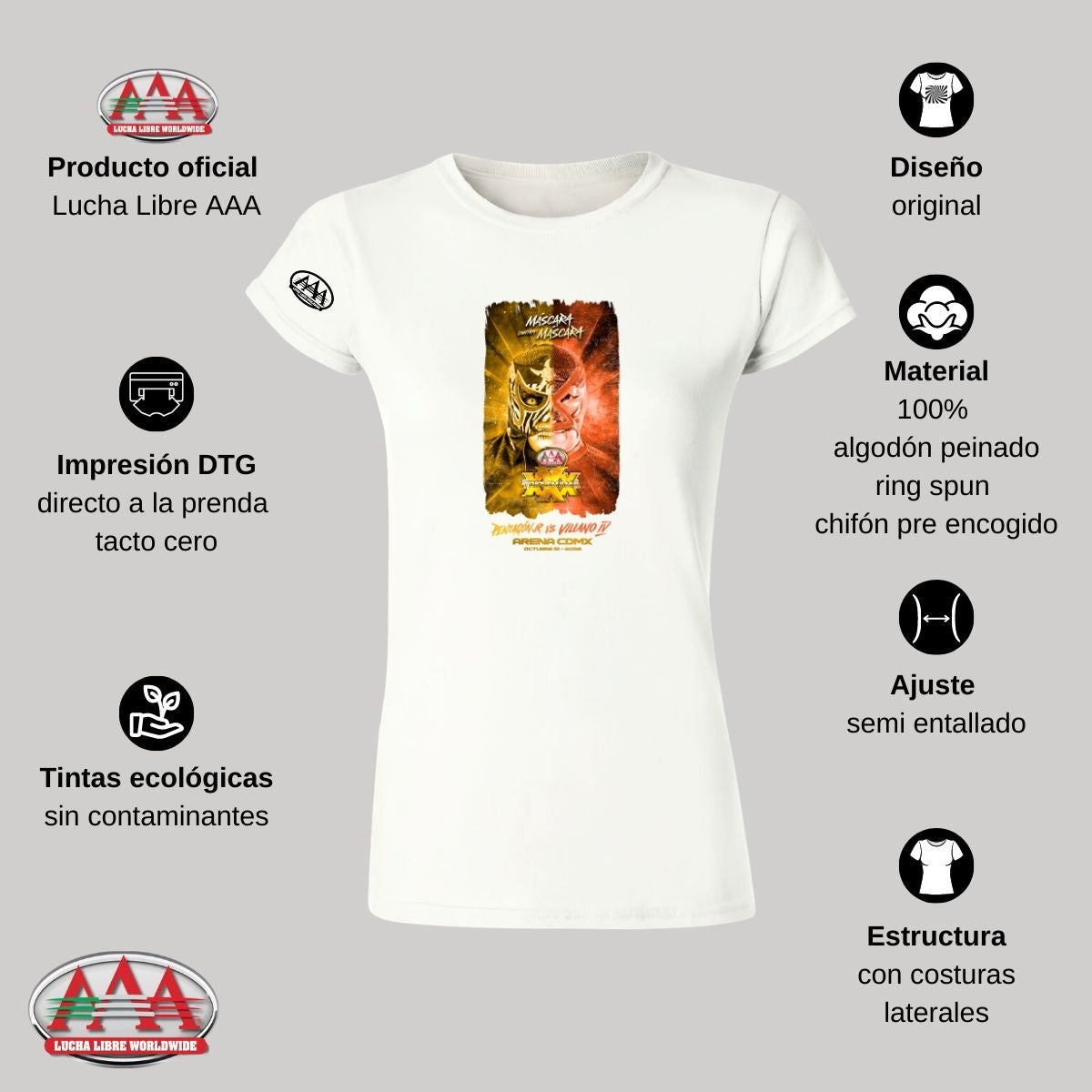 Jersey Playera Lucha Libre AAA Mujer Pentagón Jr Villano IV