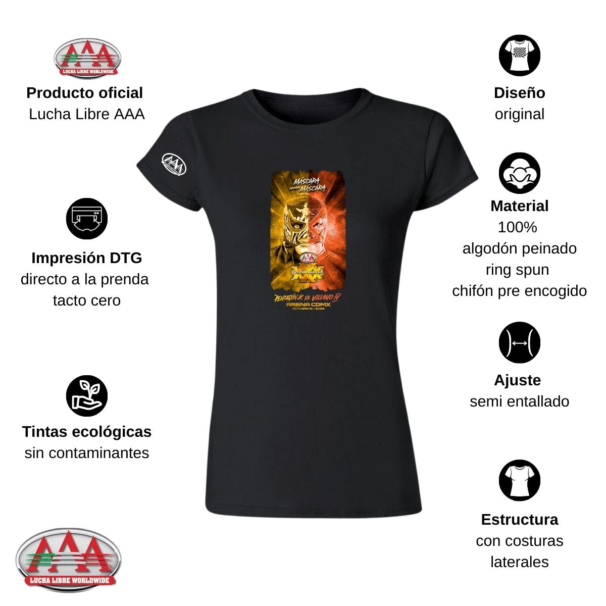 Playera Mujer Lucha Libre AAA Pentagón Jr Vs Villano IV