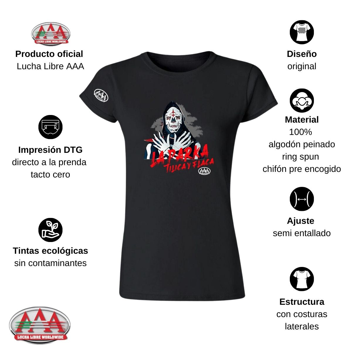 Jersey Playera Lucha Libre AAA Mujer Parka Tilica y Flaca