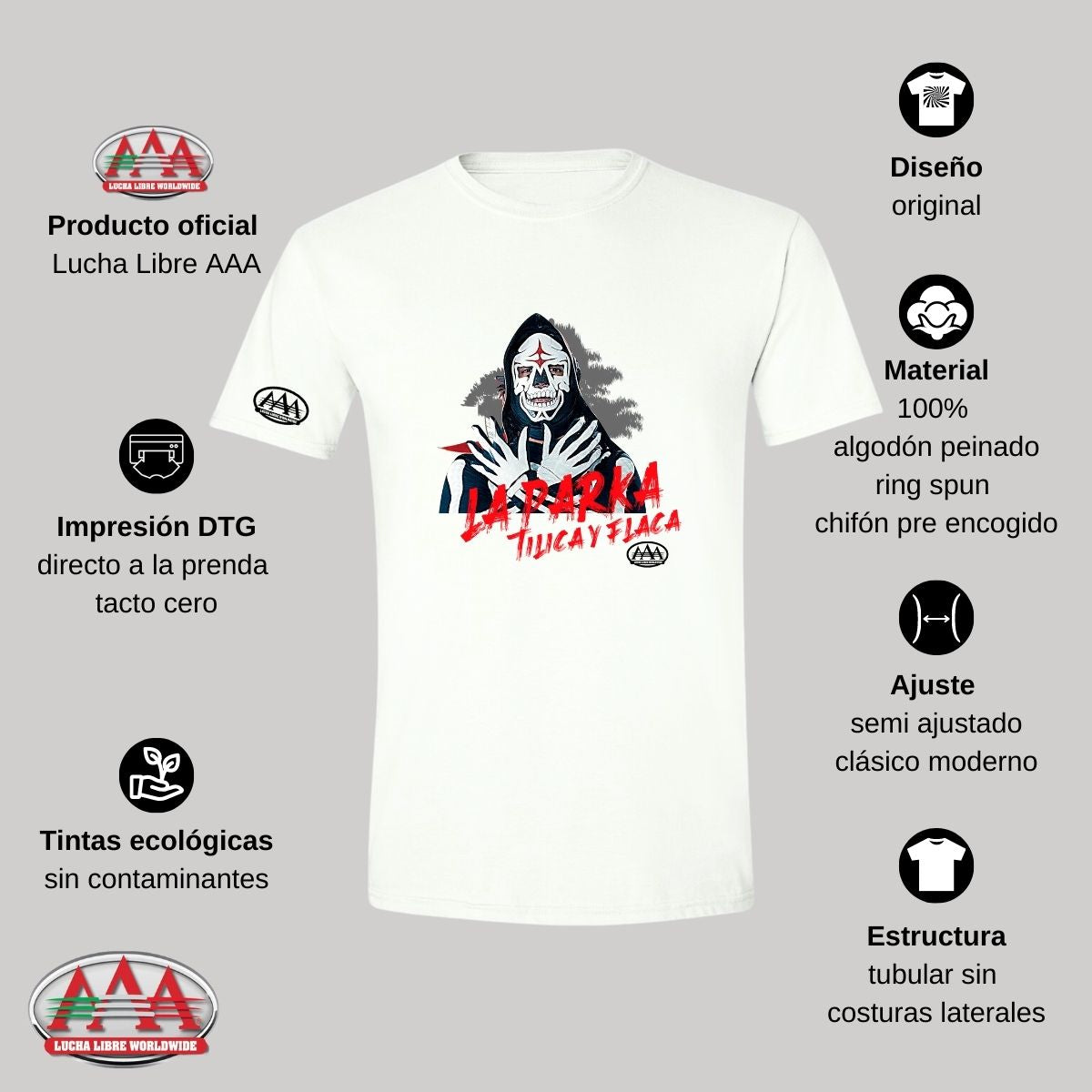 Jersey Playera Lucha Libre AAA Hombre Parka Tilica y Flaca