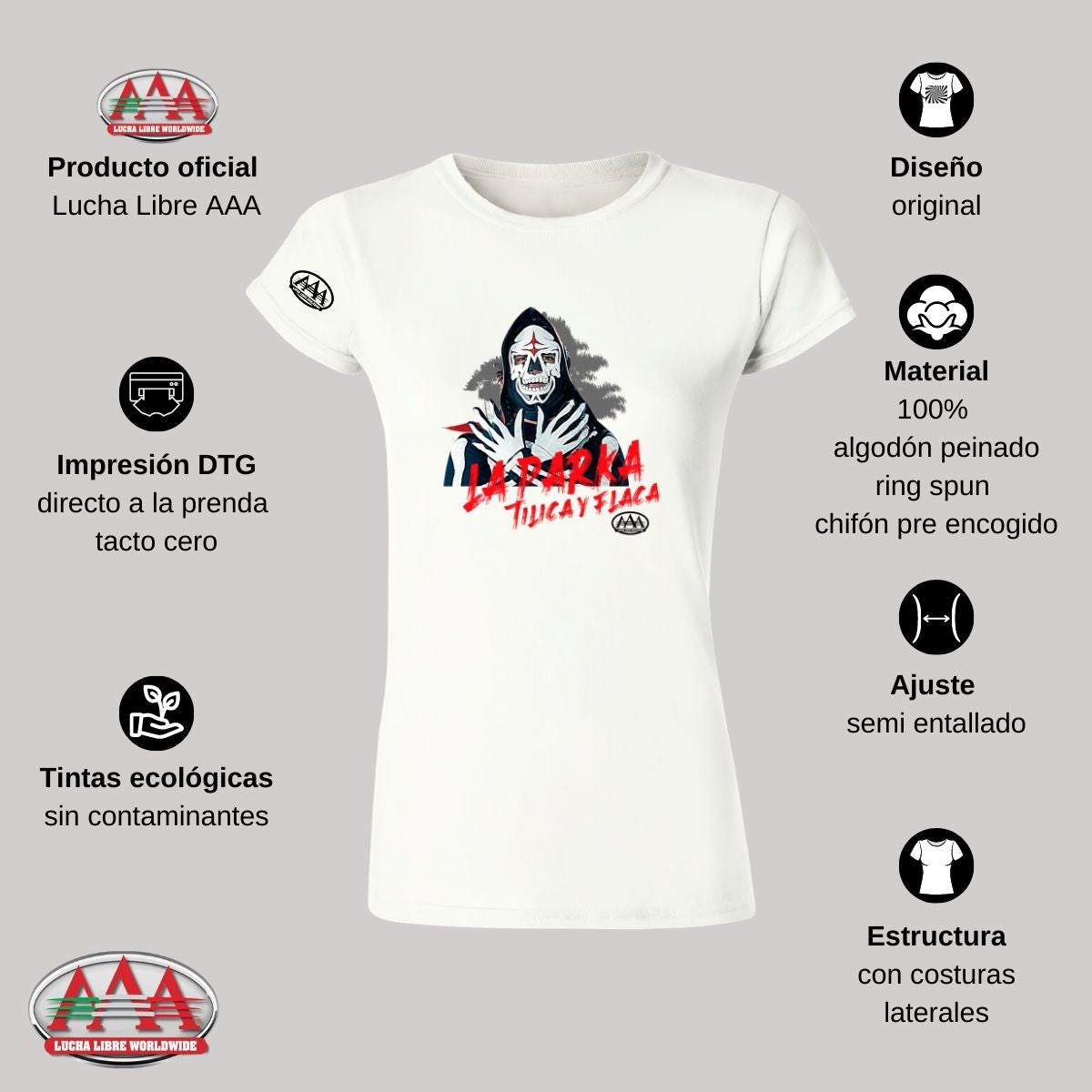 Jersey Playera Lucha Libre AAA Mujer Parka Tilica y Flaca