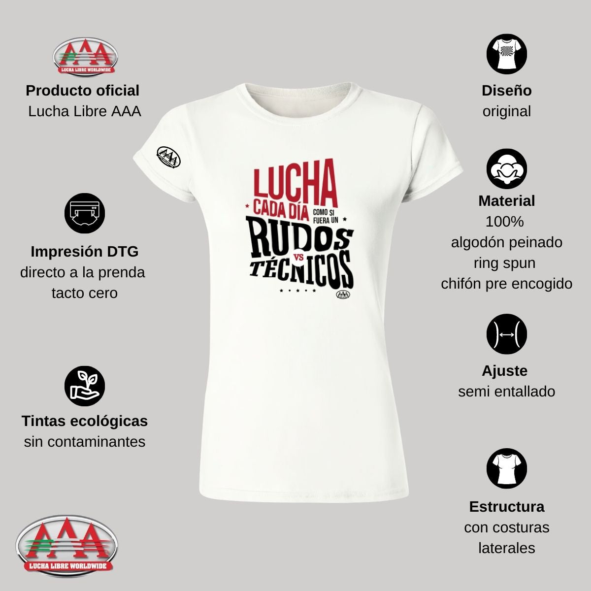 Jersey Playera Lucha Libre AAA Mujer Lucha cada día