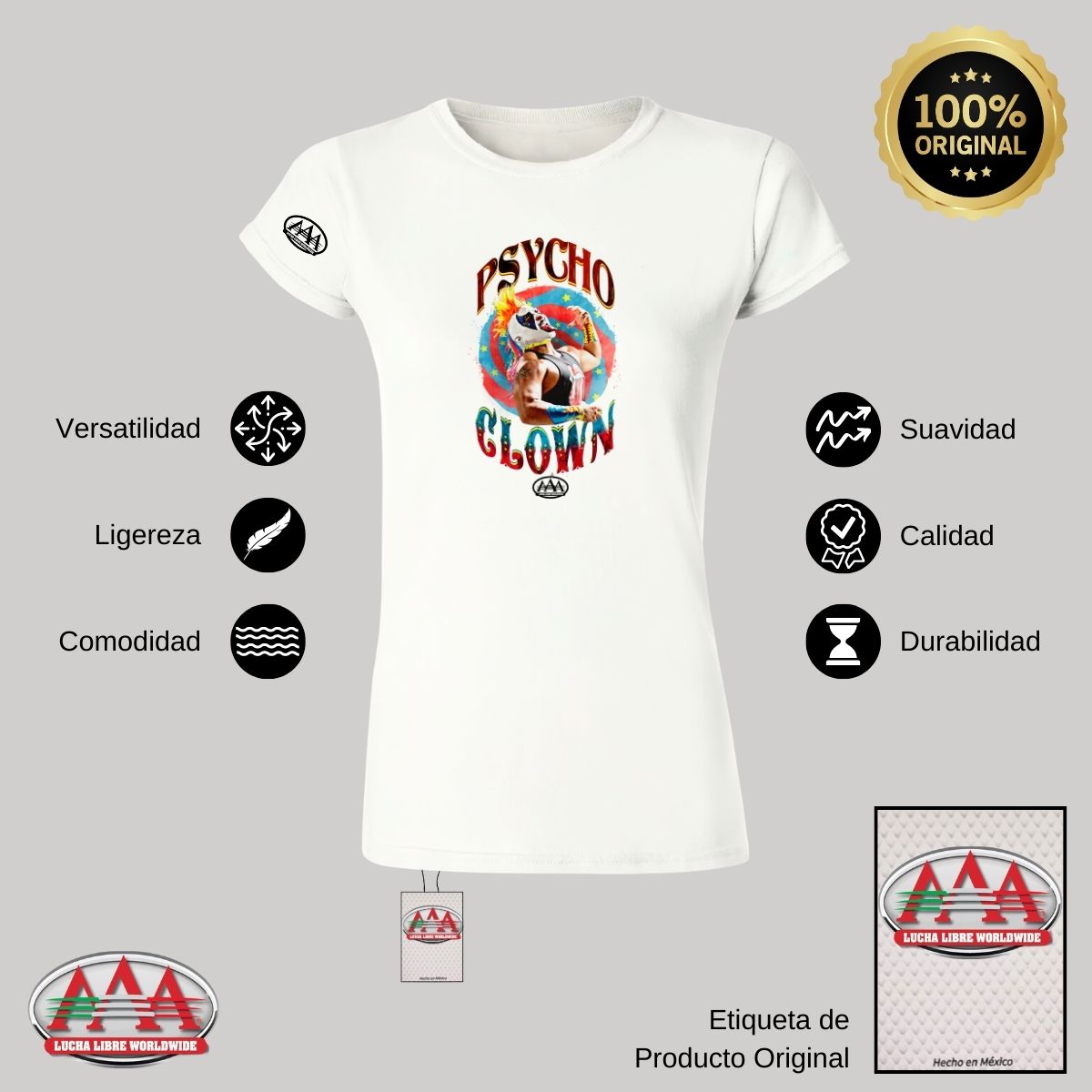 Jersey Playera Lucha Libre AAA Mujer Psycho Clown AAA