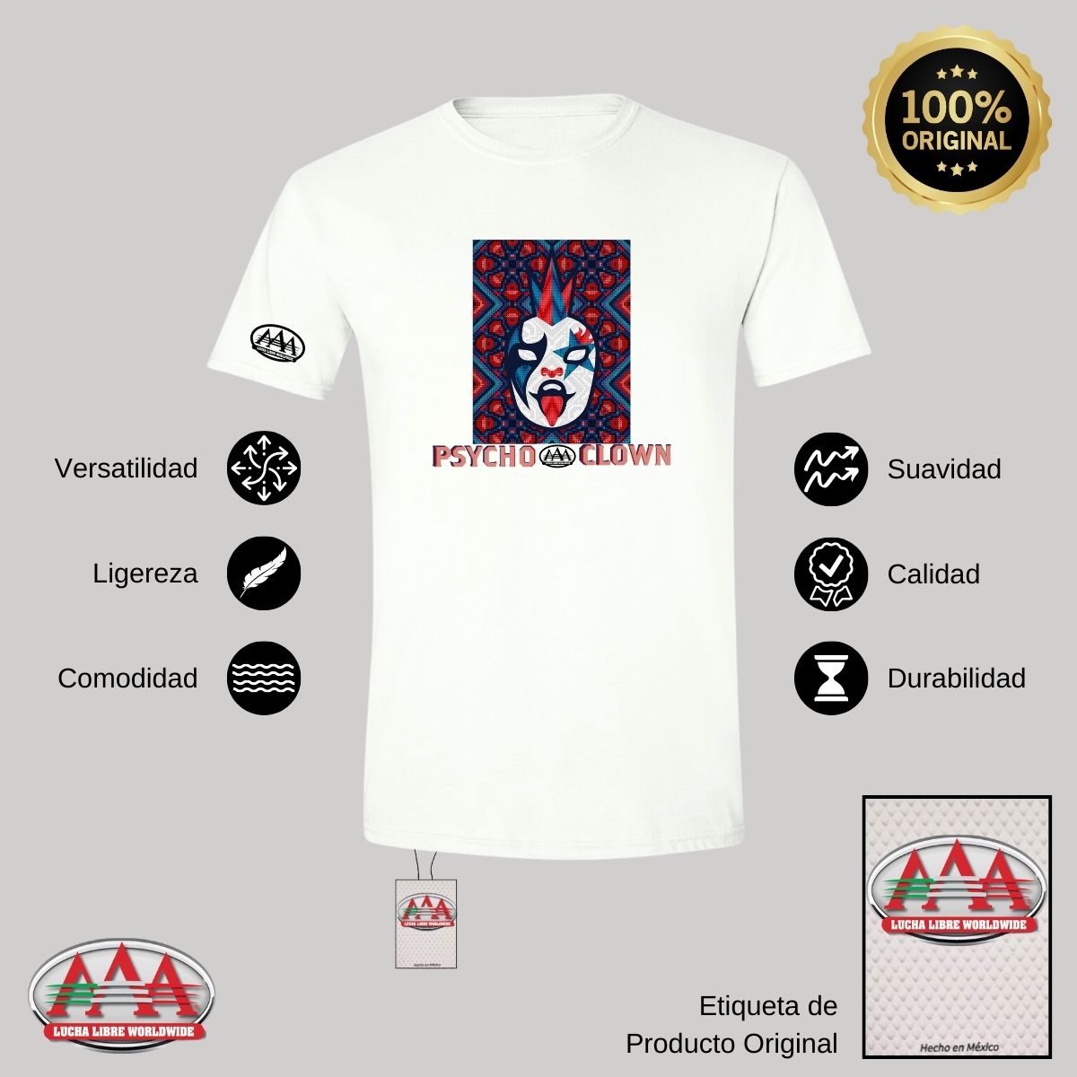 Playera Deportiva Hombre Lucha Libre AAA Psycho Clown