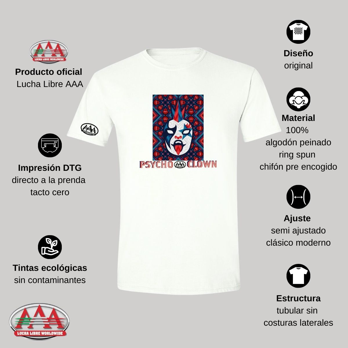 Playera Hombre Lucha Libre AAA Psycho Clown