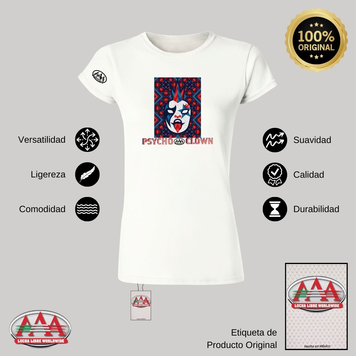 Playera Deportiva Mujer Lucha Libre AAA Psycho Clown