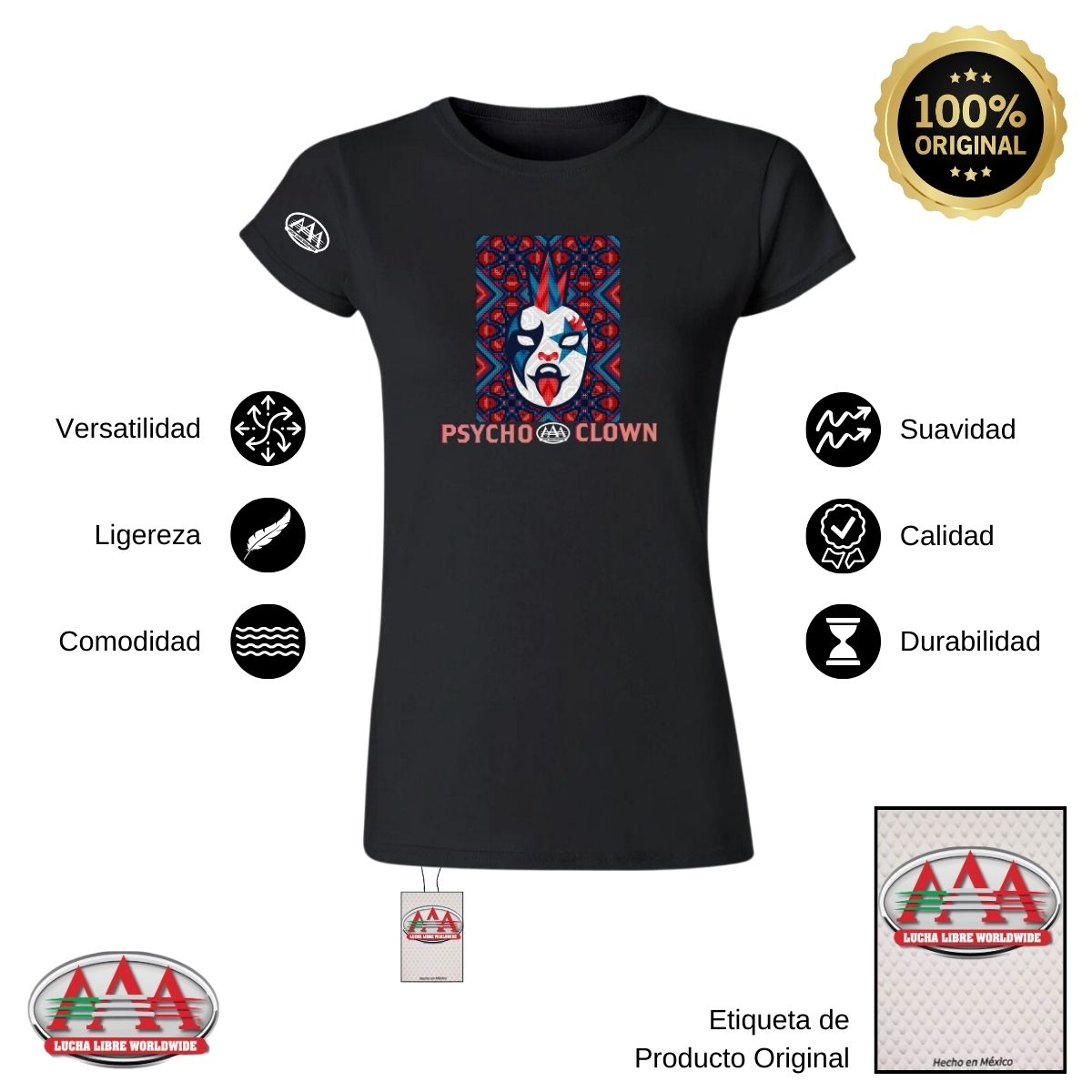 Playera Deportiva Mujer Lucha Libre AAA Psycho Clown