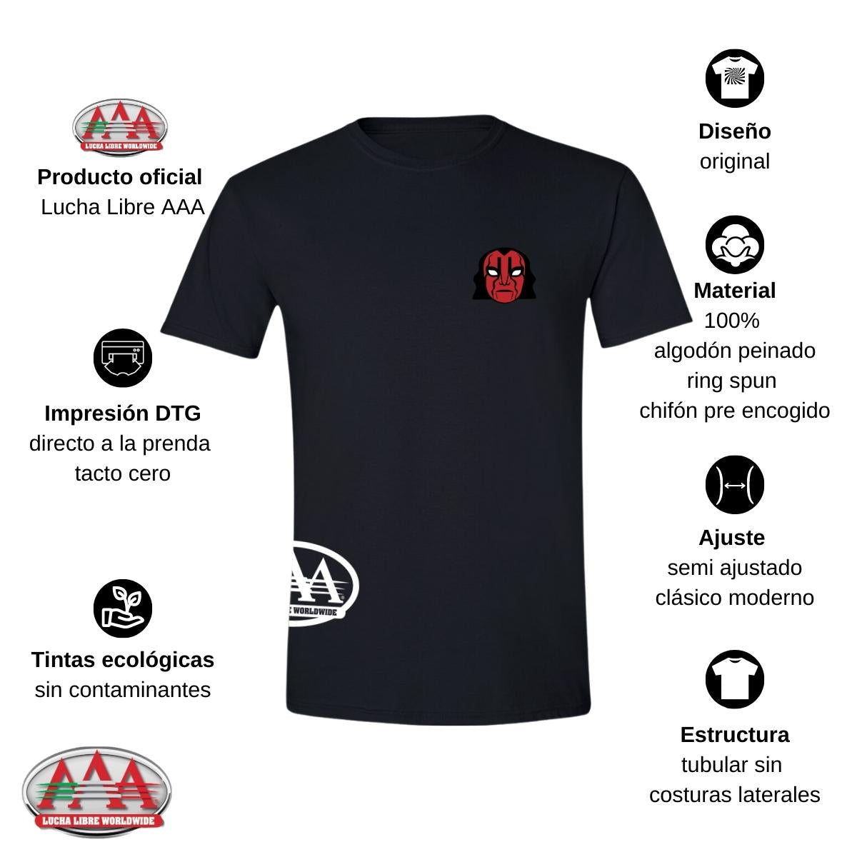 Playera Deportiva Hombre Lucha Libre AAA Chessman Escudo