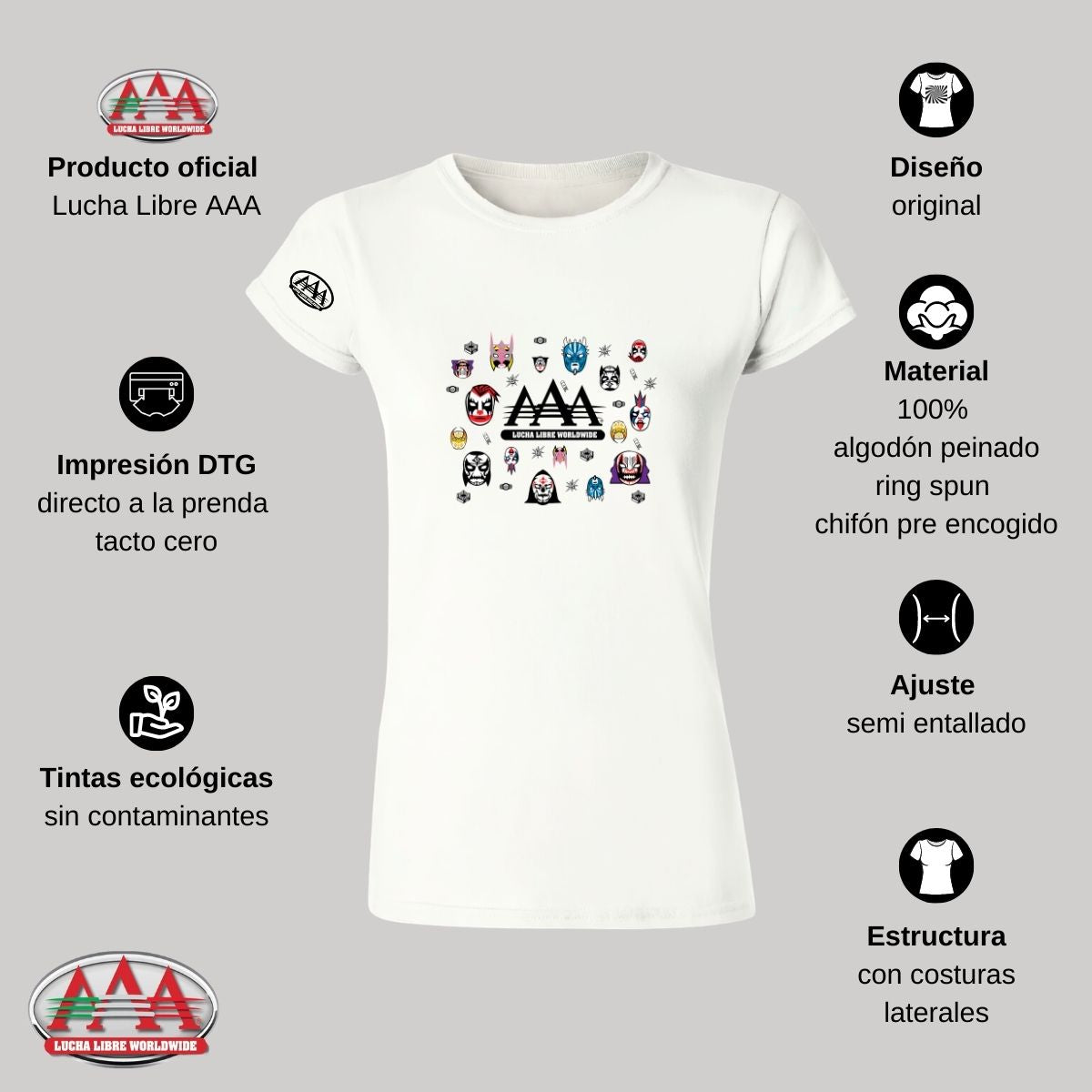 Playera Deportiva Mujer Lucha Libre AAA Mexicana Luchadores