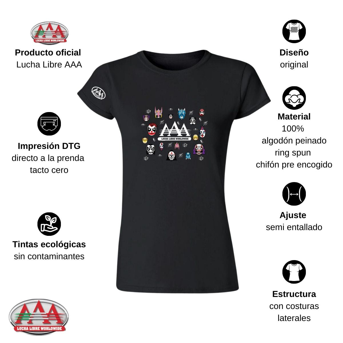 Playera Deportiva Mujer Lucha Libre AAA Mexicana Luchadores