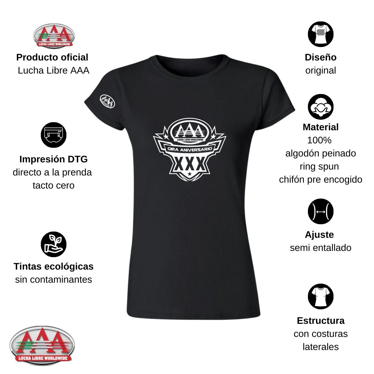 Playera Mujer Lucha Libre AAA Gira Aniversario XXX