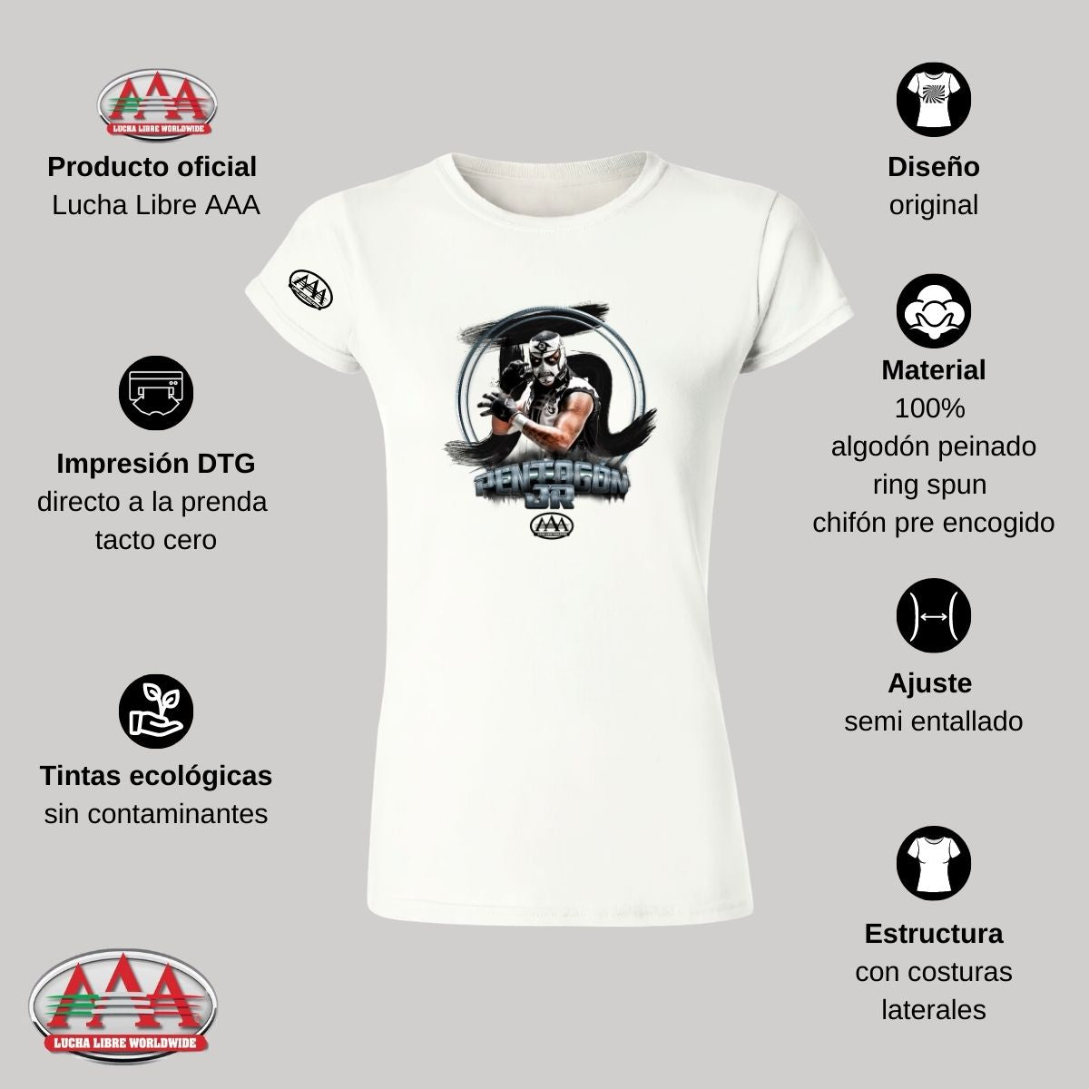 Playera Mujer Lucha Libre AAA Luchadores Pentagón Jr