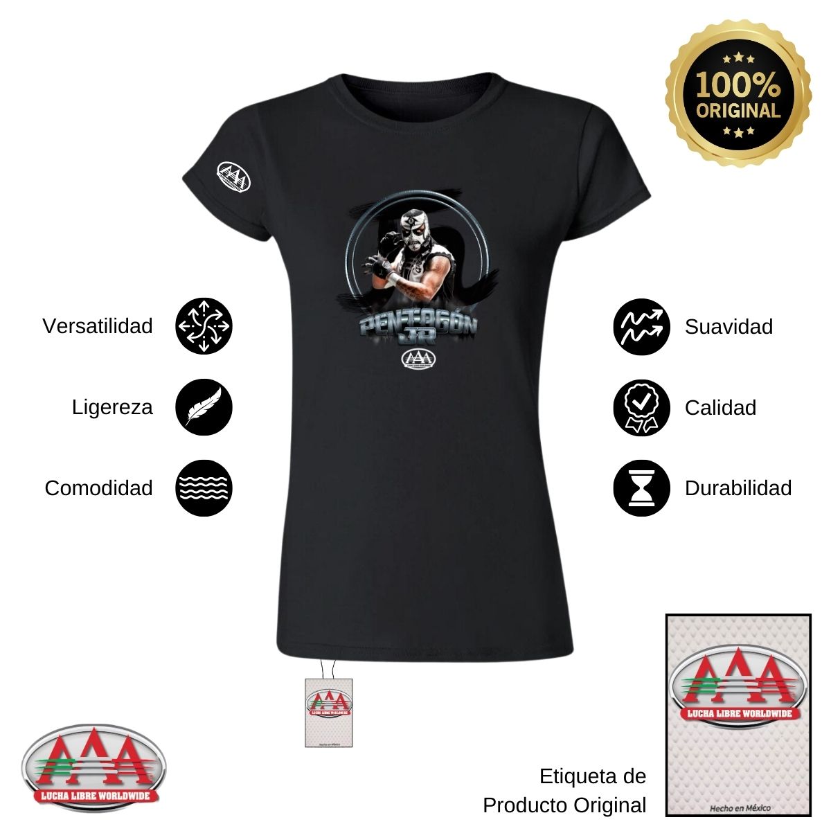 Playera Mujer Lucha Libre AAA Luchadores Pentagón Jr