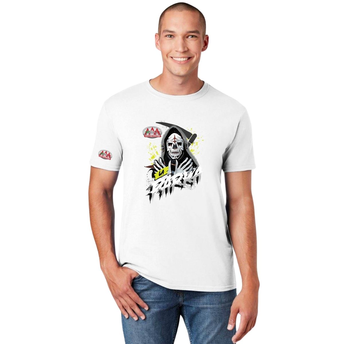 Playera Hombre Lucha Libre AAA Luchador La Parka Fosfo