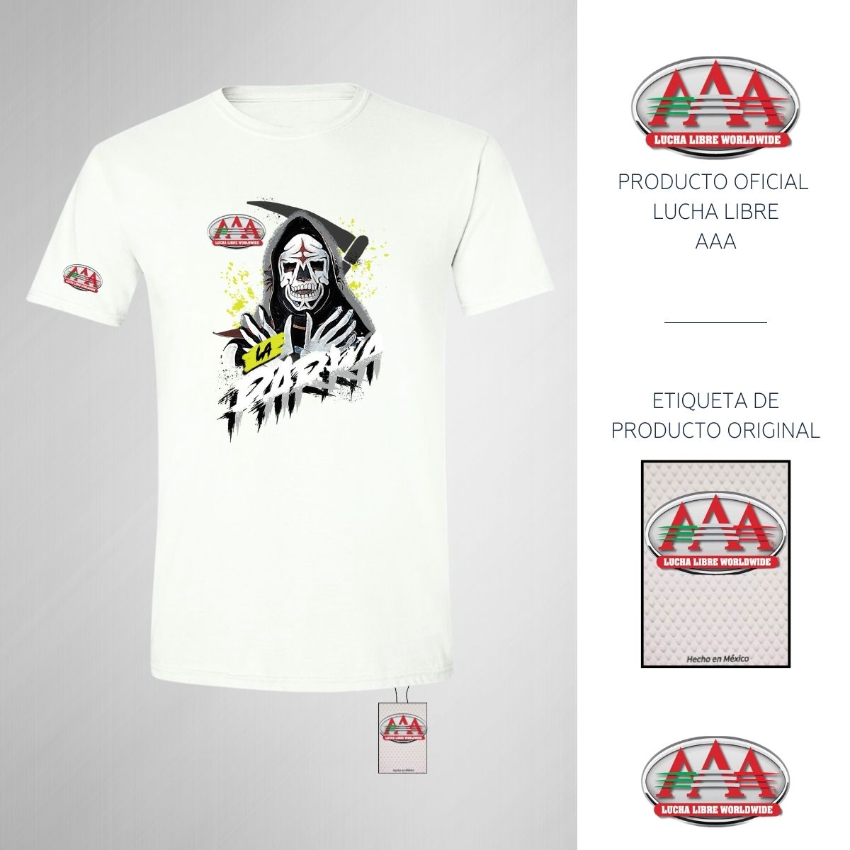 Playera Hombre Lucha Libre AAA Luchador La Parka Fosfo