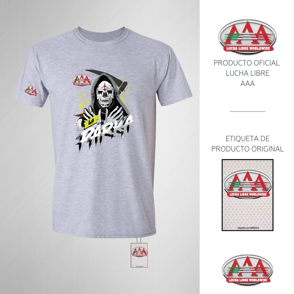 Playera Hombre Lucha Libre AAA Luchador La Parka Fosfo