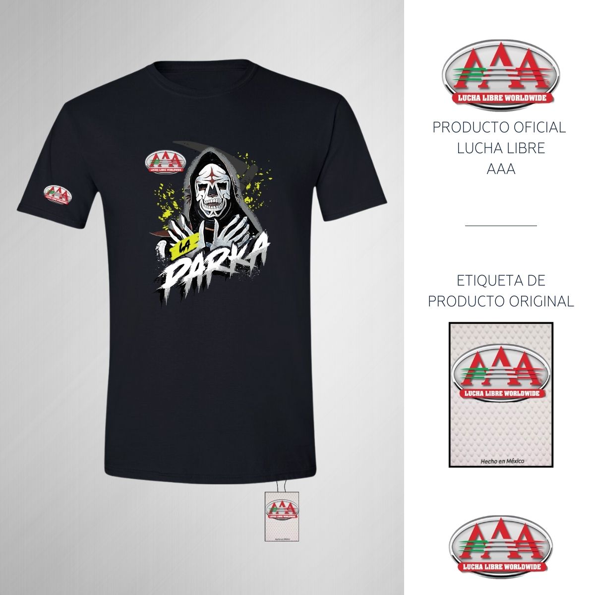 Playera Hombre Lucha Libre AAA Luchador La Parka Fosfo