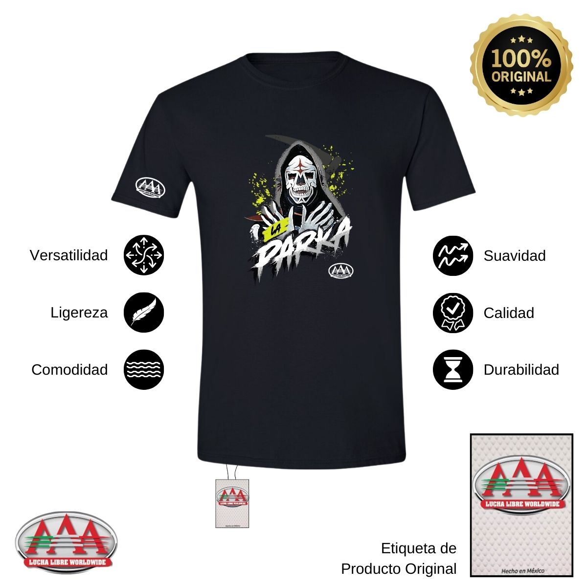 Playera Deportiva Hombre Lucha Libre AAA Luchador La Parka