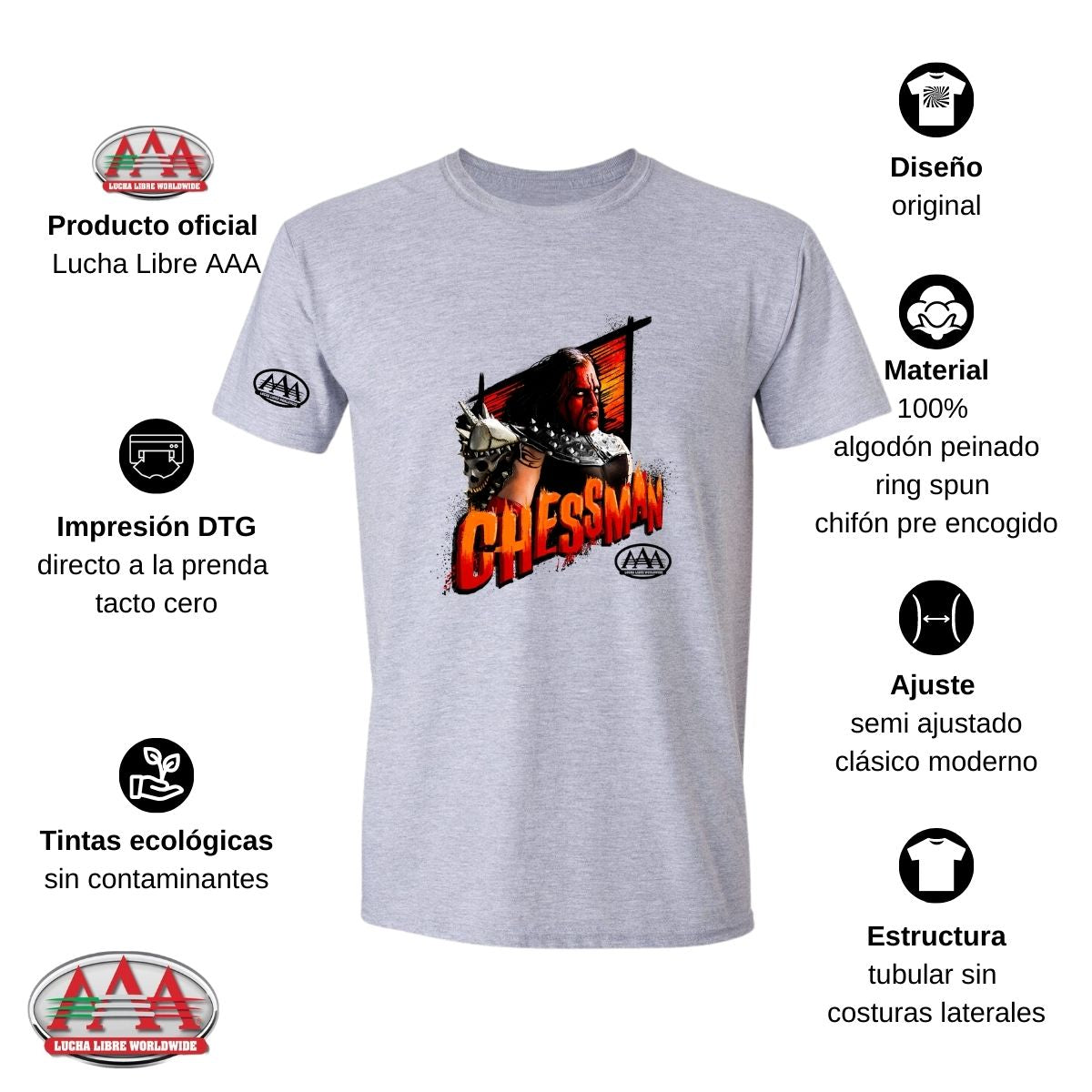 Playera Hombre Lucha Libre AAA Luchadores Chessman