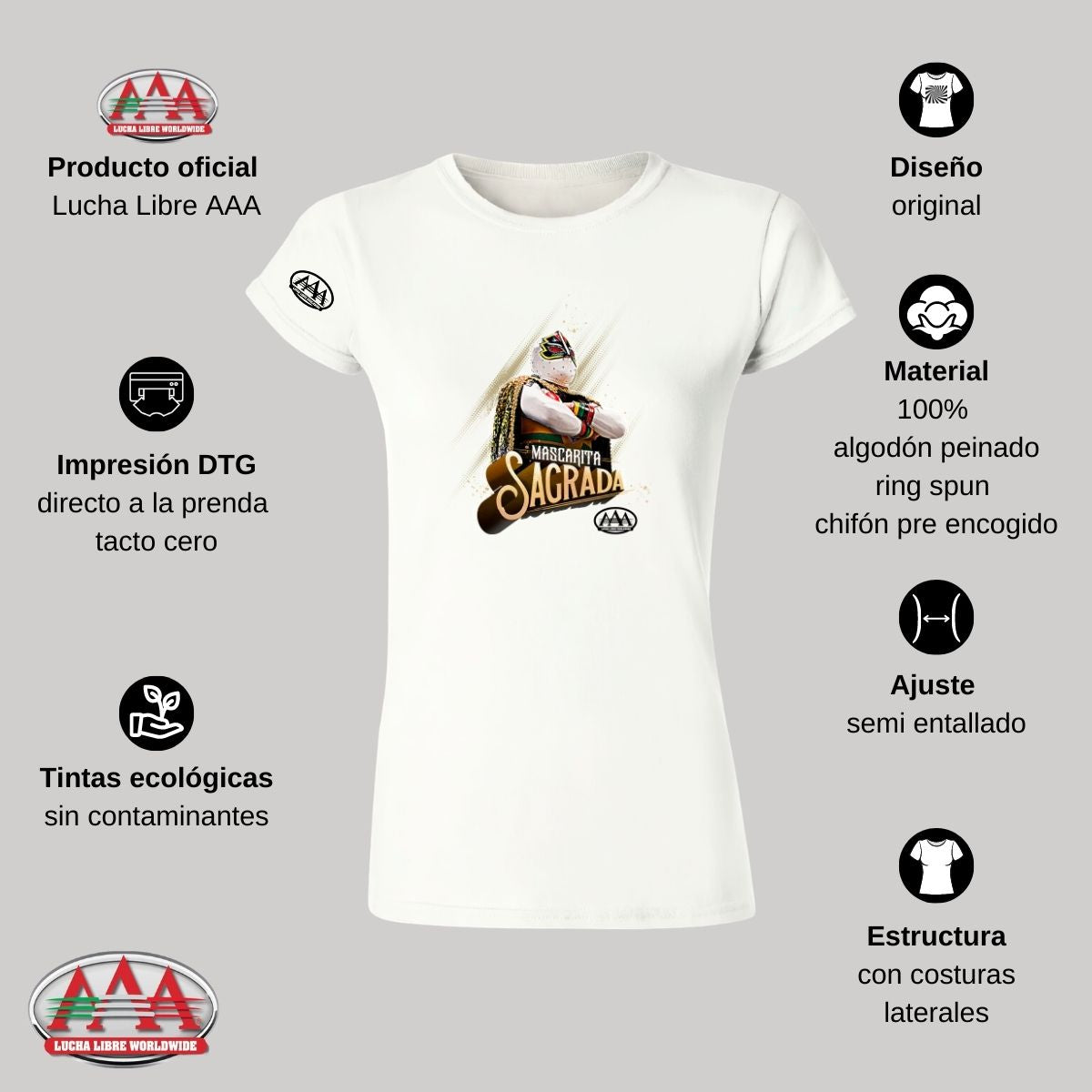 Playera Mujer Lucha Libre AAA Luchadores Mascarita Sagrada