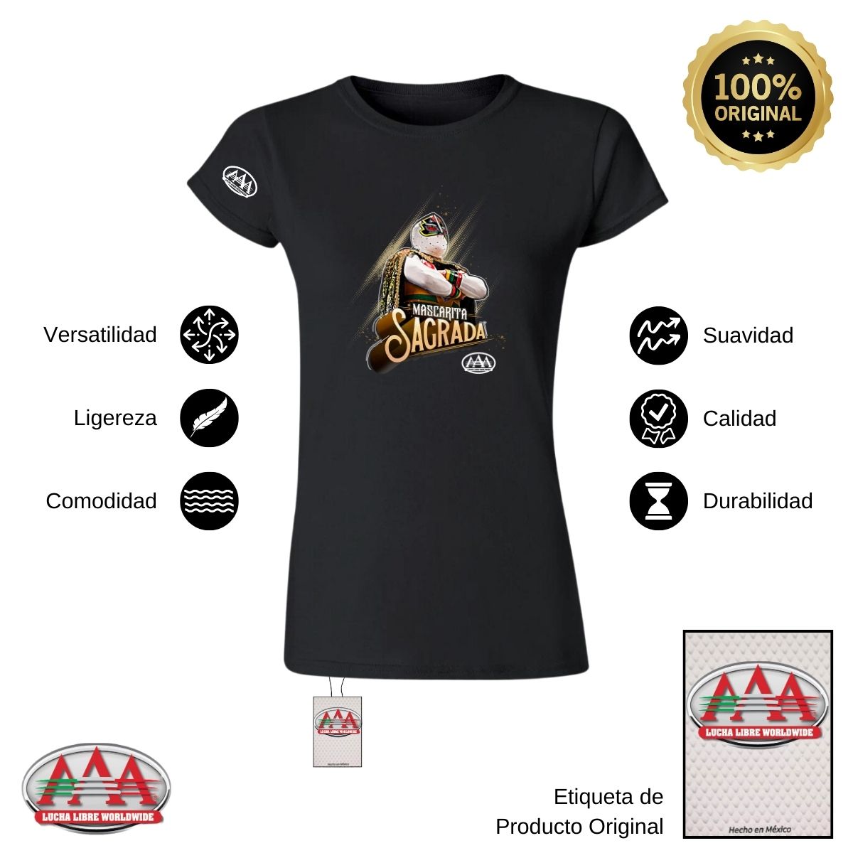 Playera Deportiva Mujer Lucha Libre AAA W Mascarita Sagrada