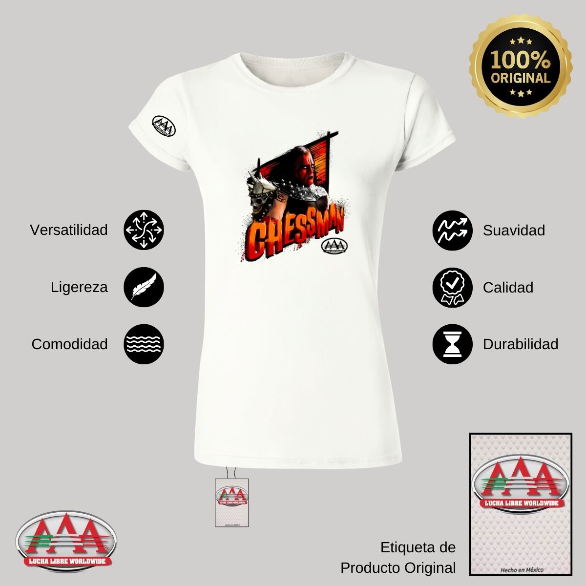 Playera Deportiva Mujer Lucha Libre AAA Luchadores Chessman