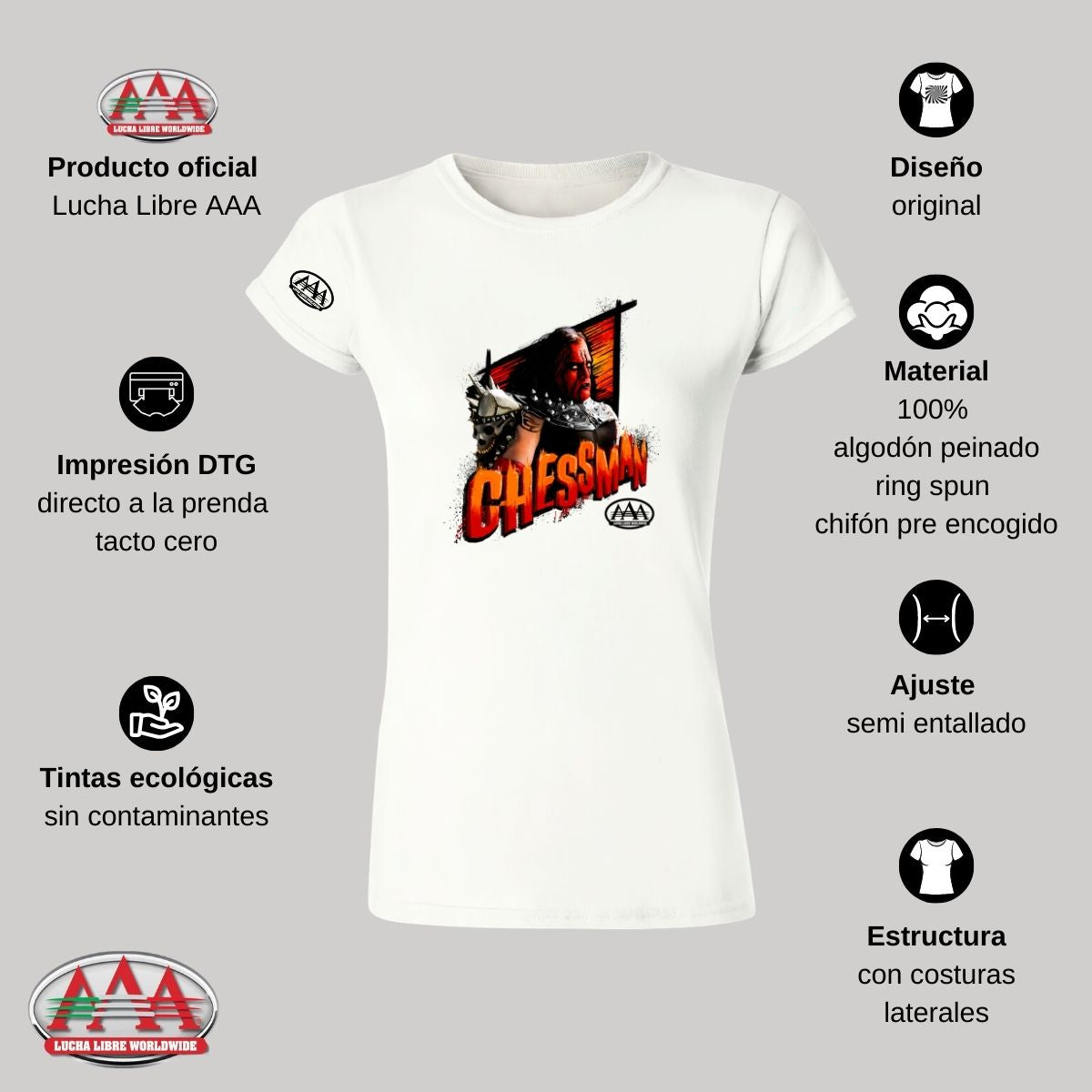 Playera Deportiva Mujer Lucha Libre AAA Luchadores Chessman