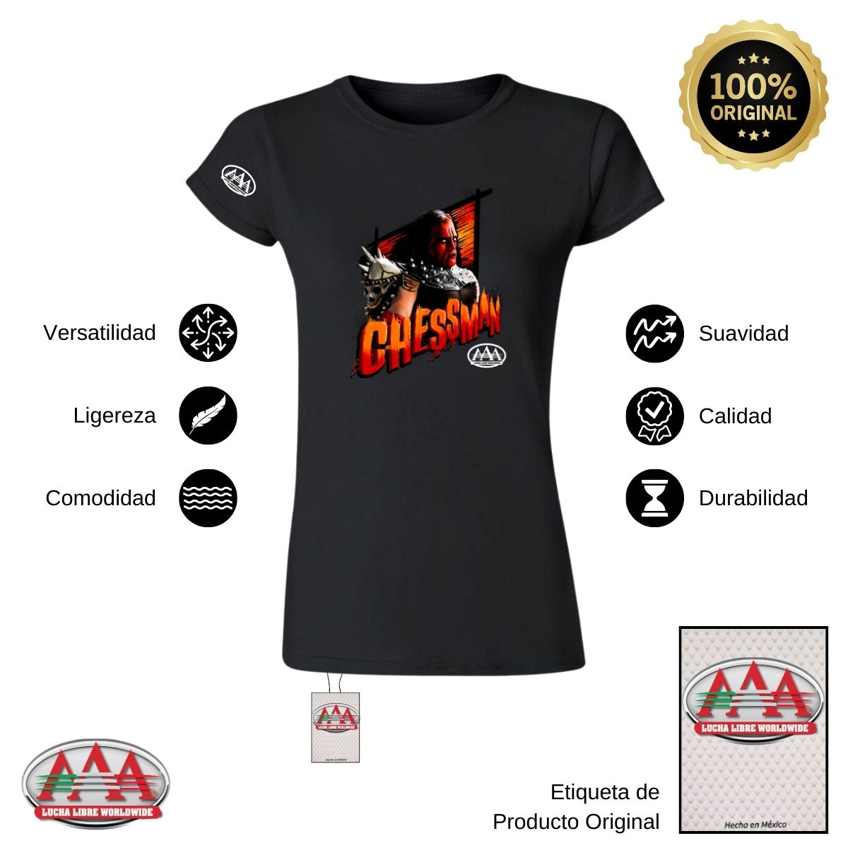 Playera Deportiva Mujer Lucha Libre AAA Luchadores Chessman