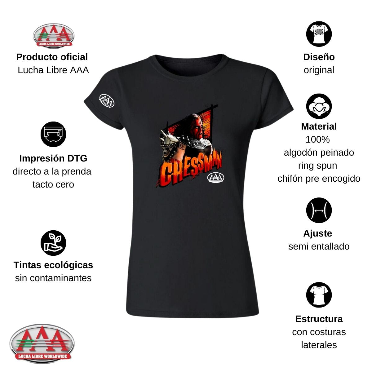 Playera Deportiva Mujer Lucha Libre AAA Luchadores Chessman