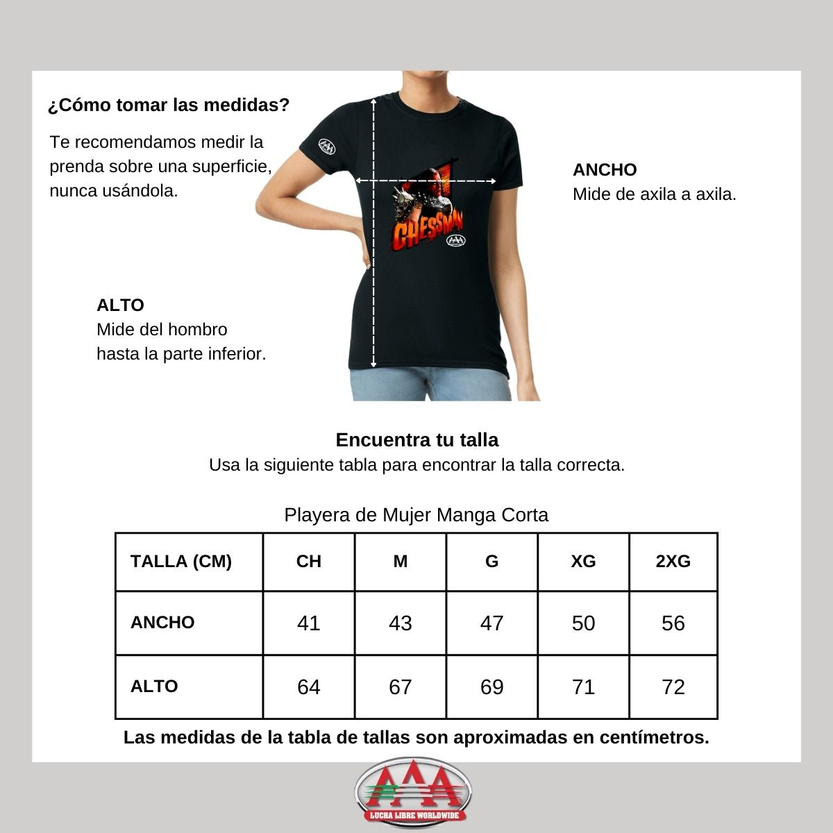 Playera Deportiva Mujer Lucha Libre AAA Luchadores Chessman