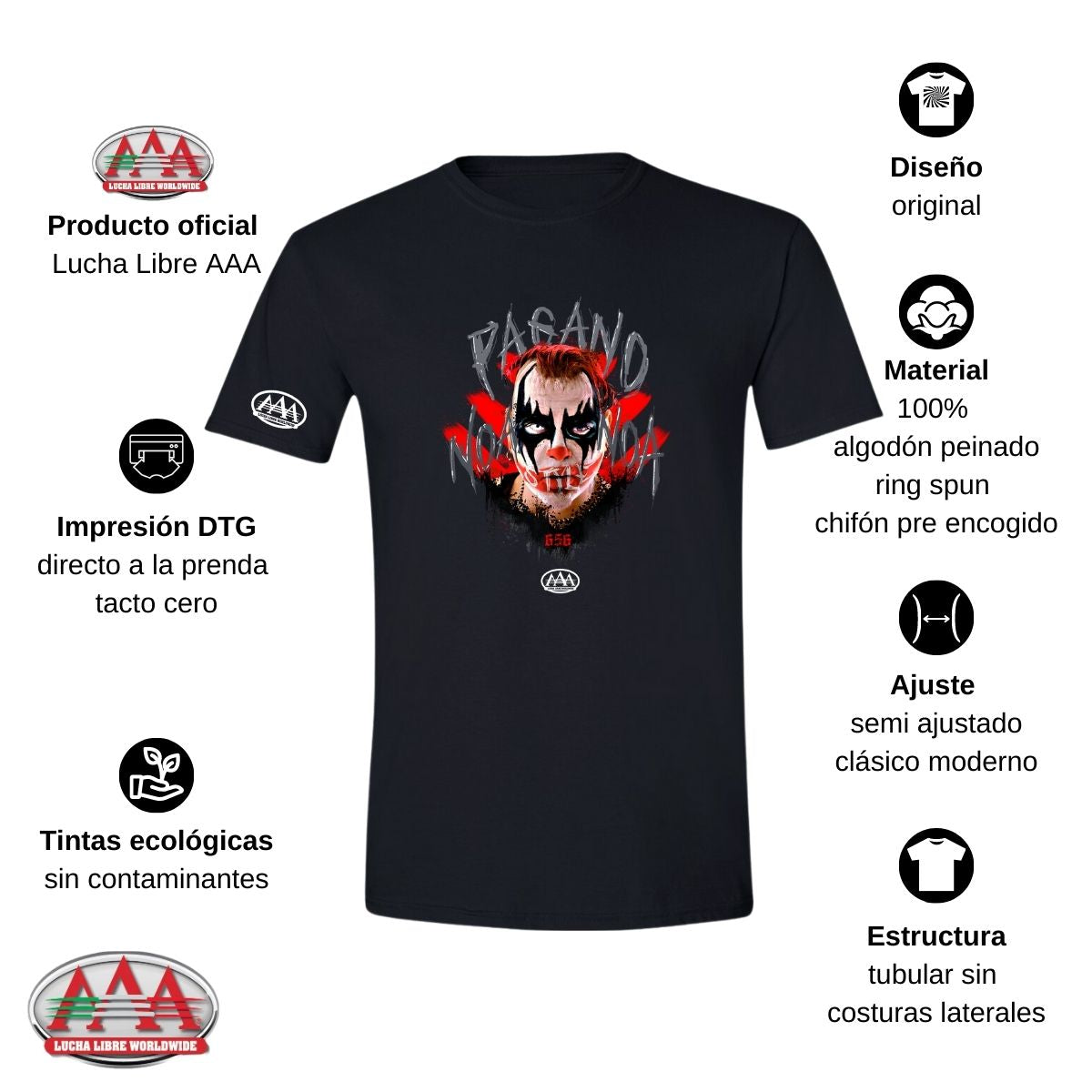 Jersey Playera Lucha Libre AAA Hombre Luchadores Pagano