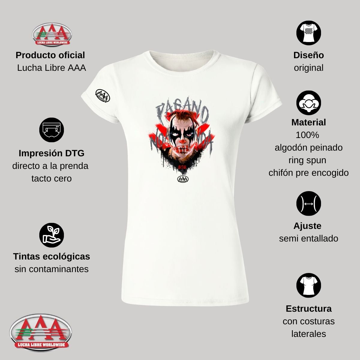 Playera Deportiva Mujer Lucha Libre AAA Luchadores Pagano