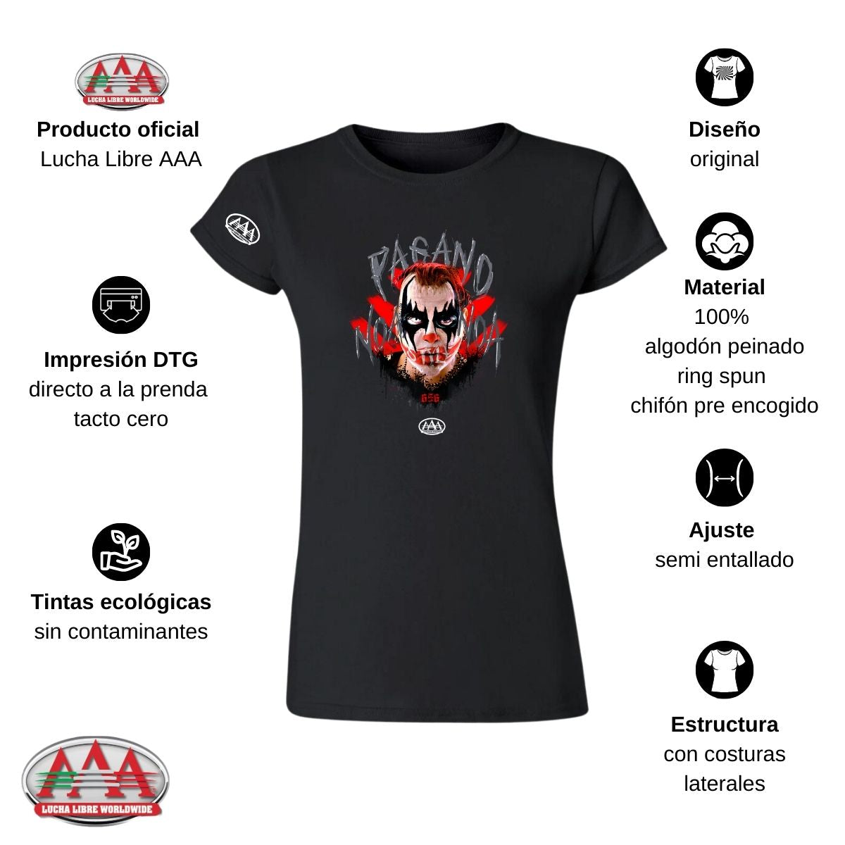 Playera Deportiva Mujer Lucha Libre AAA Luchadores Pagano