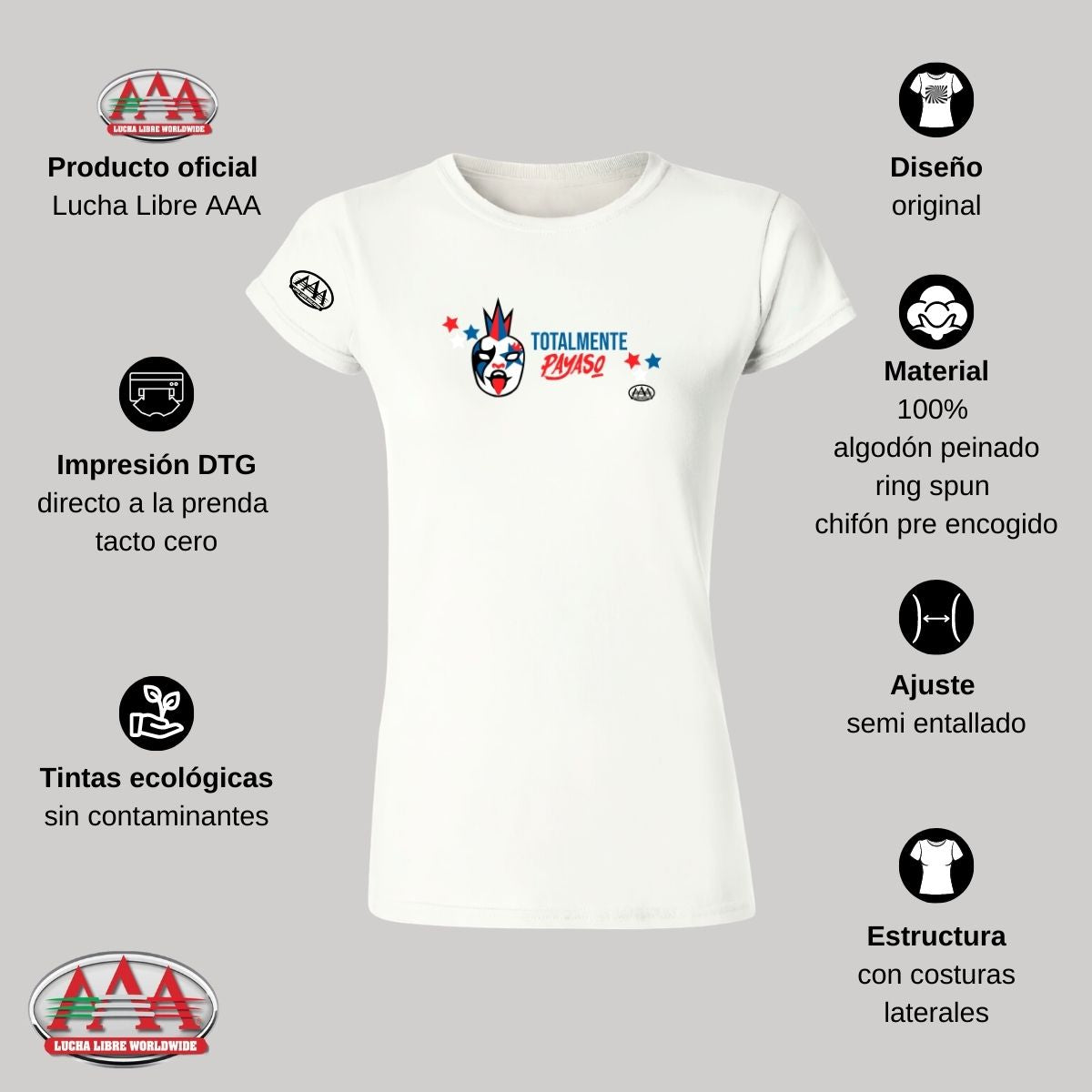 Playera Deportiva Mujer Lucha Libre AAA Total Psycho Clown