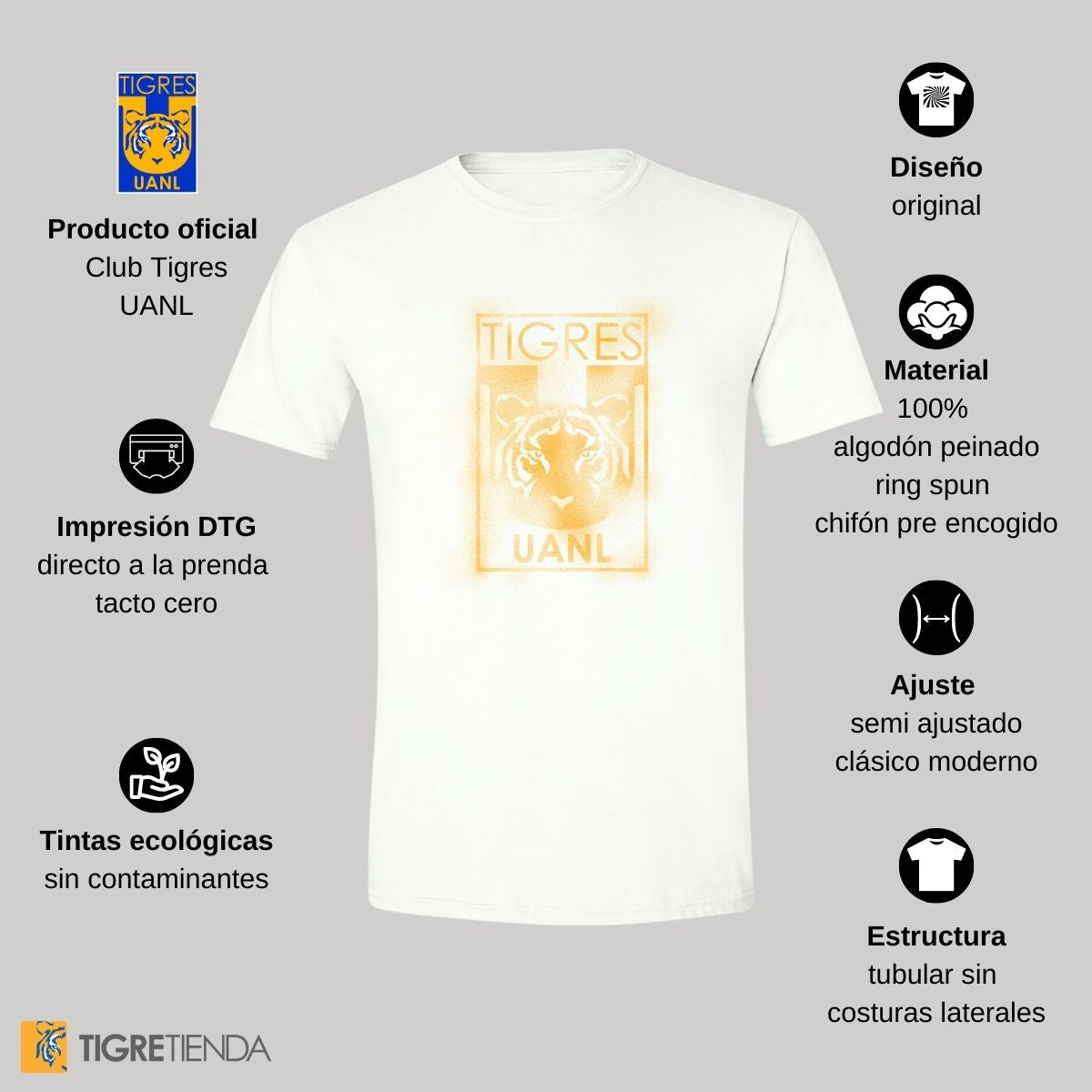 Playera Hombre Tigres UANL Escudo Difuminado