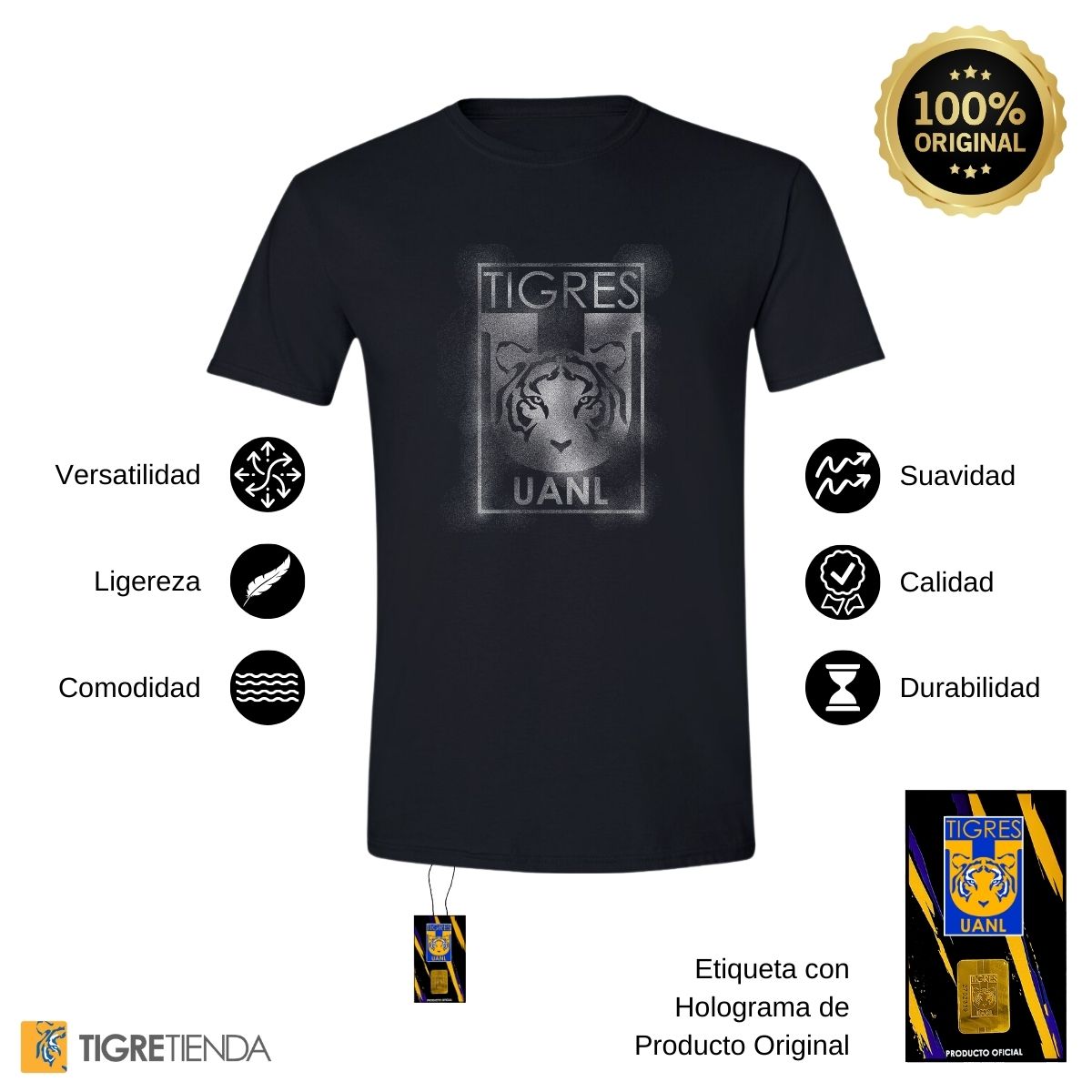 Playera Hombre Tigres UANL Escudo Difuminado