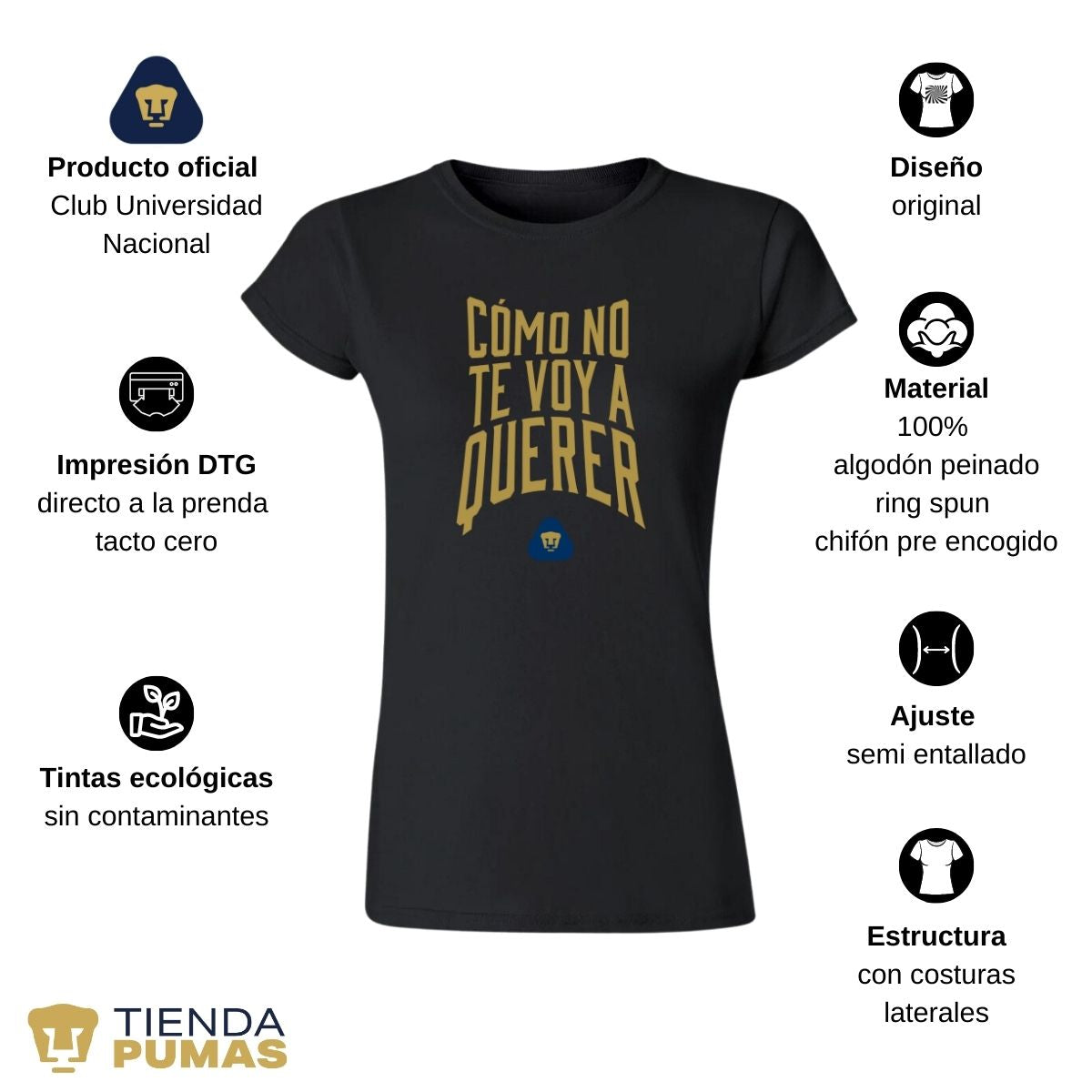 Playera Pumas UNAM Mujer Cómo no te voy a querer