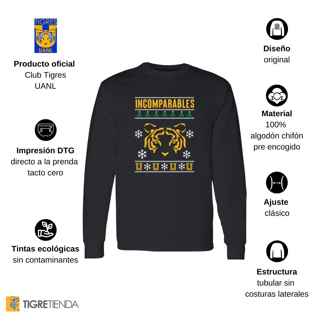 Playera Tigres UANL Hombre Manga Larga Navidad OD76990